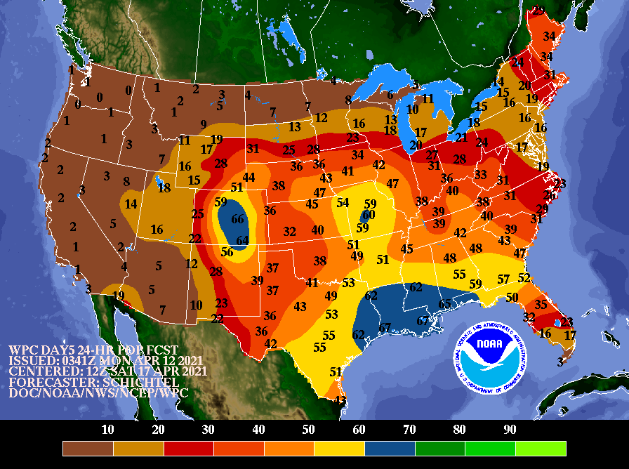 Day 5 24 Hour POP Forecast